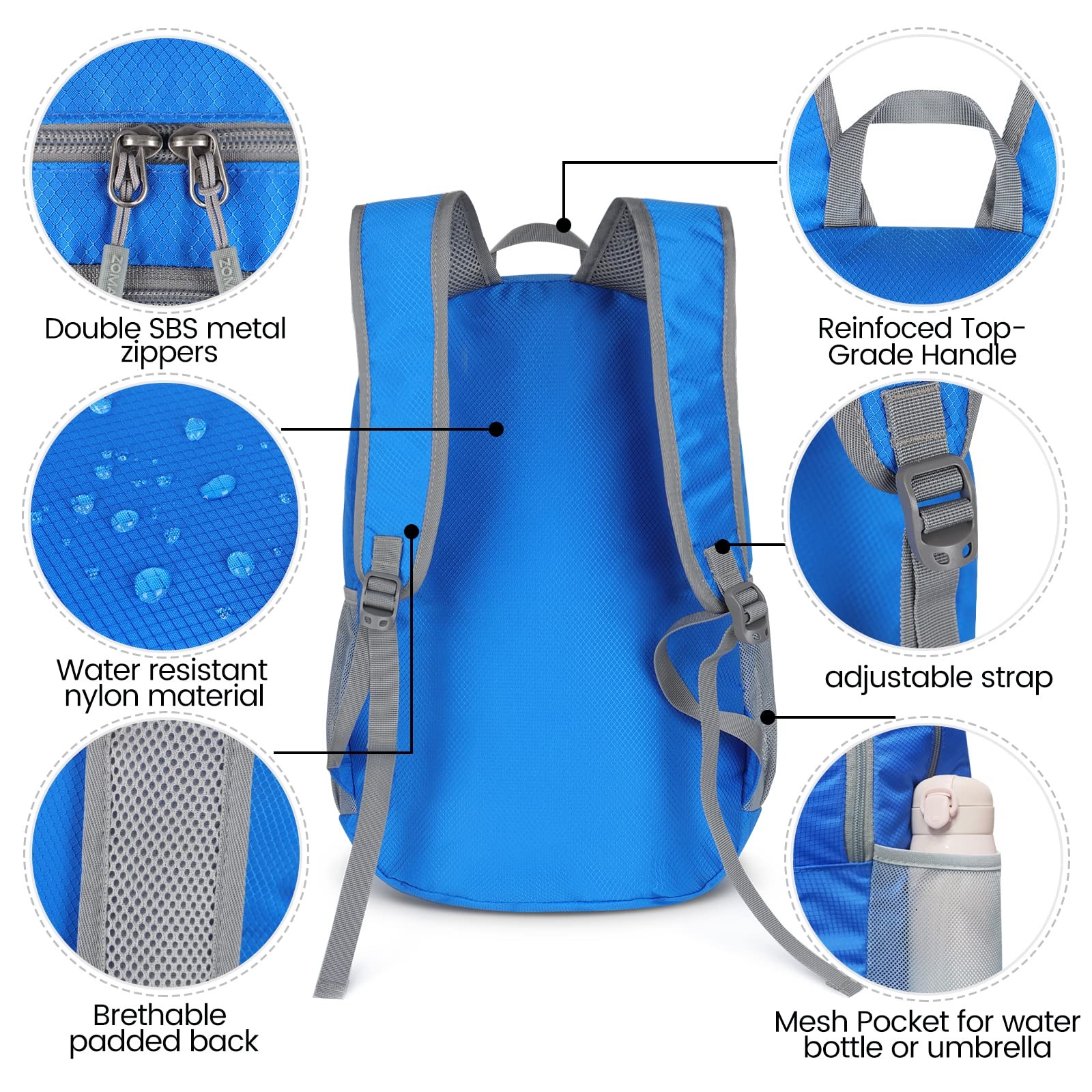28L Lightweight Packable Backpack Foldable Water Resistant Collapsible Bag 4