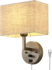 Plug in Wall Sconce with Dimmer Switch and USB Port，1-Light Silver