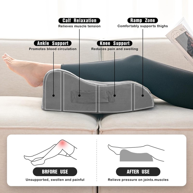 LightEase Leg Elevation Pillow, Memory Foam Leg Elevating Support Wedge Pillow f gallery