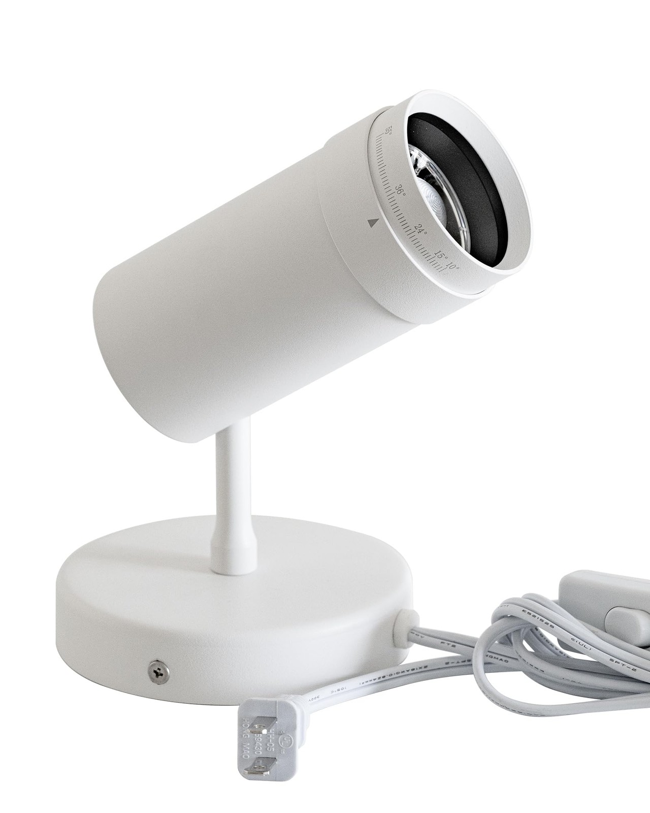 White 9W Plug-in Zoomable Spotlight with Switch, Adjustable Beam Angle 10°–55... gallery