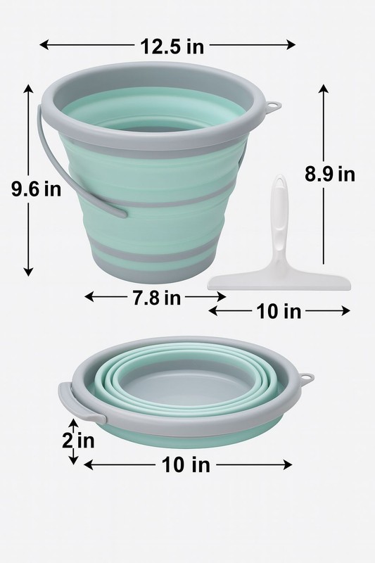 Collapsible Bucket 10L Foldable Cleaning Bucket w/ Handle & Squeegee Portable gallery