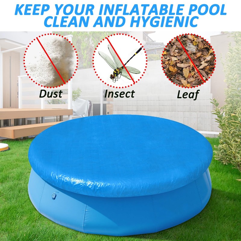 10FT Round Inflatable Above Ground Pool Cover，Round Pool Cover with Drawstrin... gallery