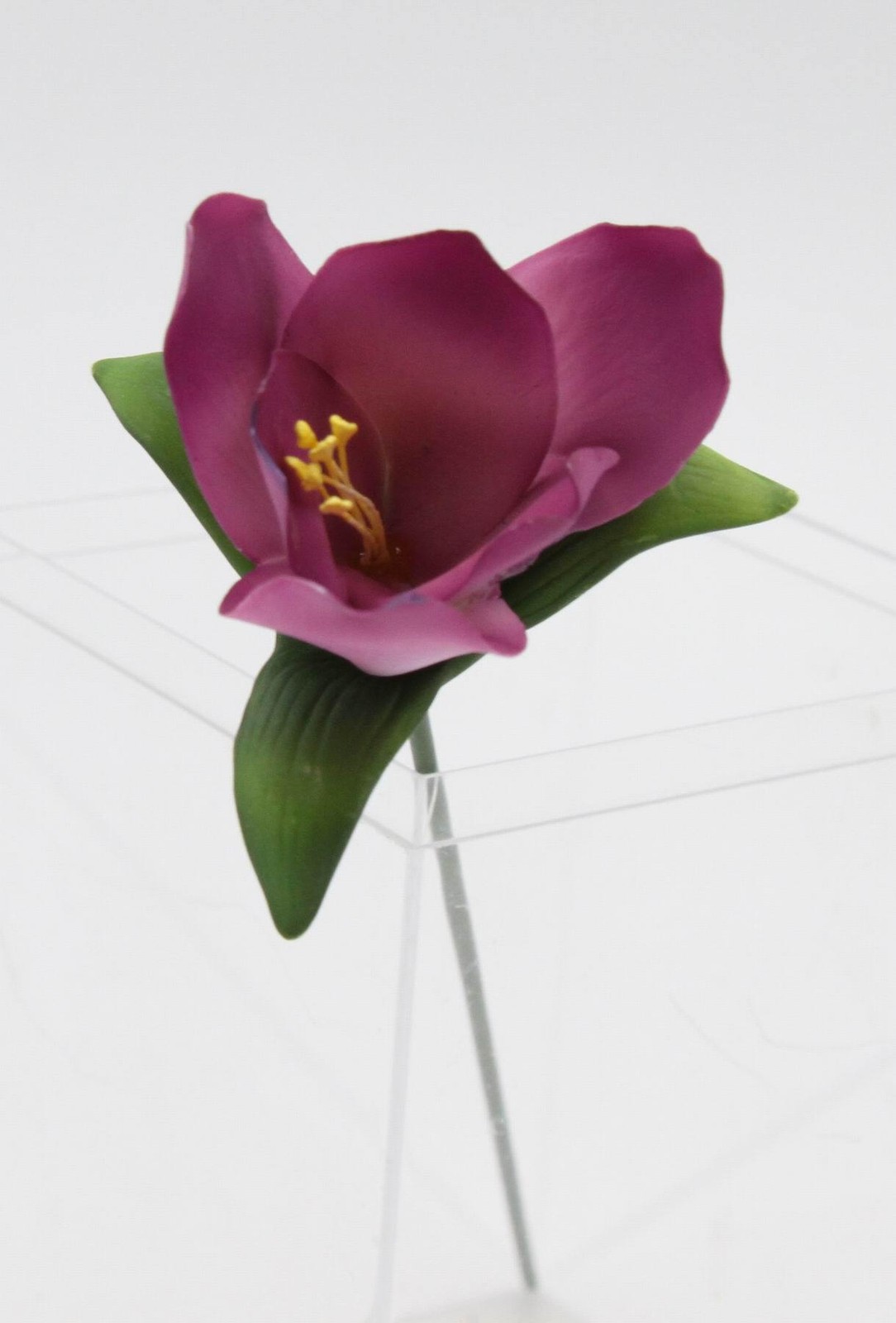 Ceramic Mauve Flower with Stem, Gift for Her, Gift for Mom, Romantic Decor, Vale gallery