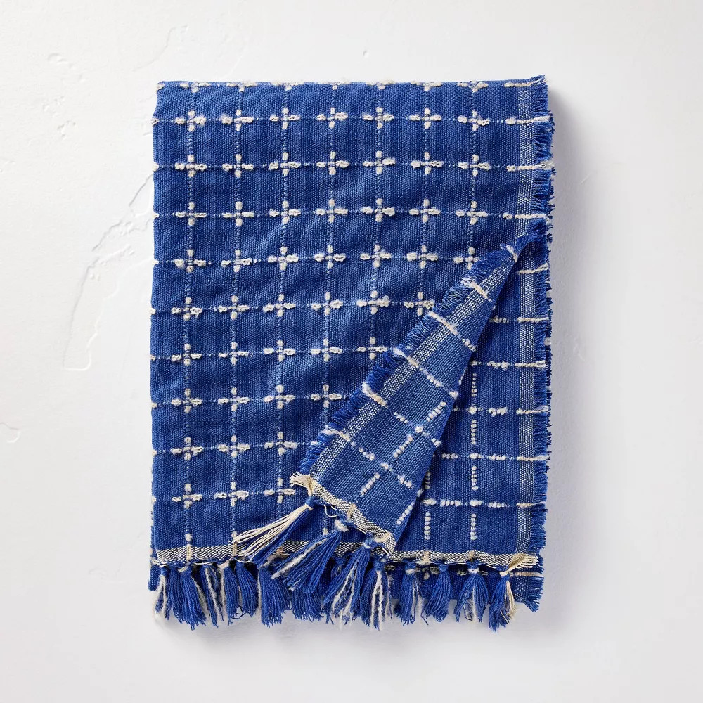 Patterned Throw Blanket Light Blue - Hearth & Hand with Magnolia gallery
