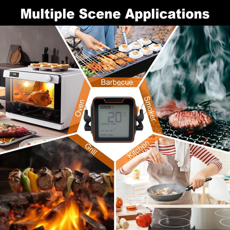 Digital Meat Thermometer with 4 Probes, 328FT Wireless BBQ Food Thermometer, gallery