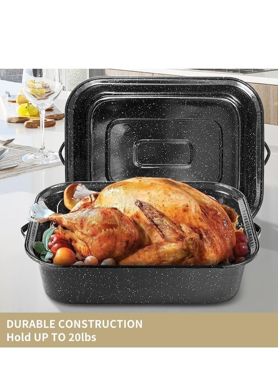 21 Inch Roasting Pan, Extra Large Rectangle Roasting Pan With Rack, 25lb gallery
