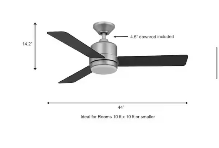 Hampton Bay Castlegate 44" Silver Ceiling Fan w/ LED Light & Remote *see note* gallery