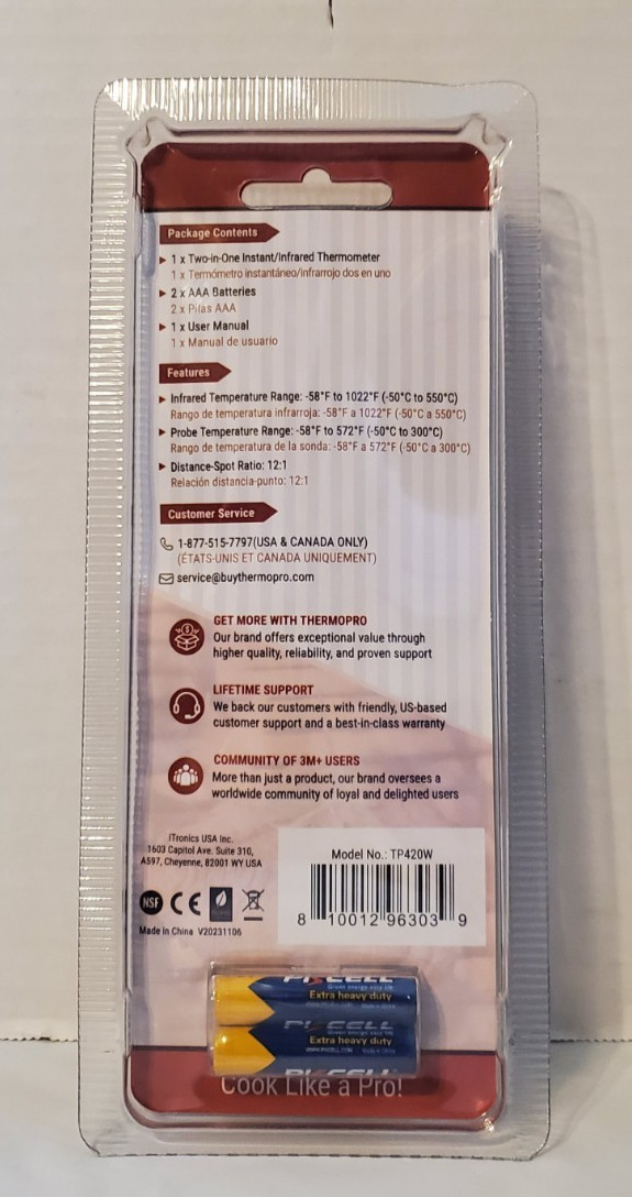 ThermoPro 2-in-1 Instant/Infrared Meat Thermometer For Grill TP420W gallery