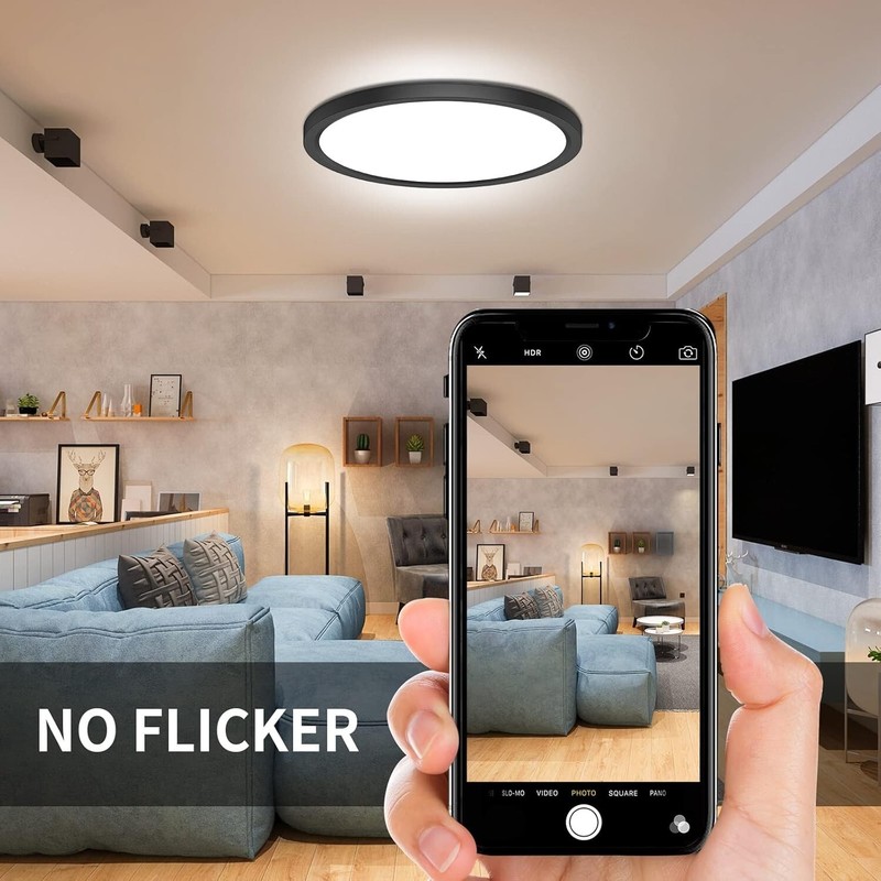 2 Pack 12 inch LED Flush Mount Ceiling Light Fixture, Day White 6000K Thin Round gallery