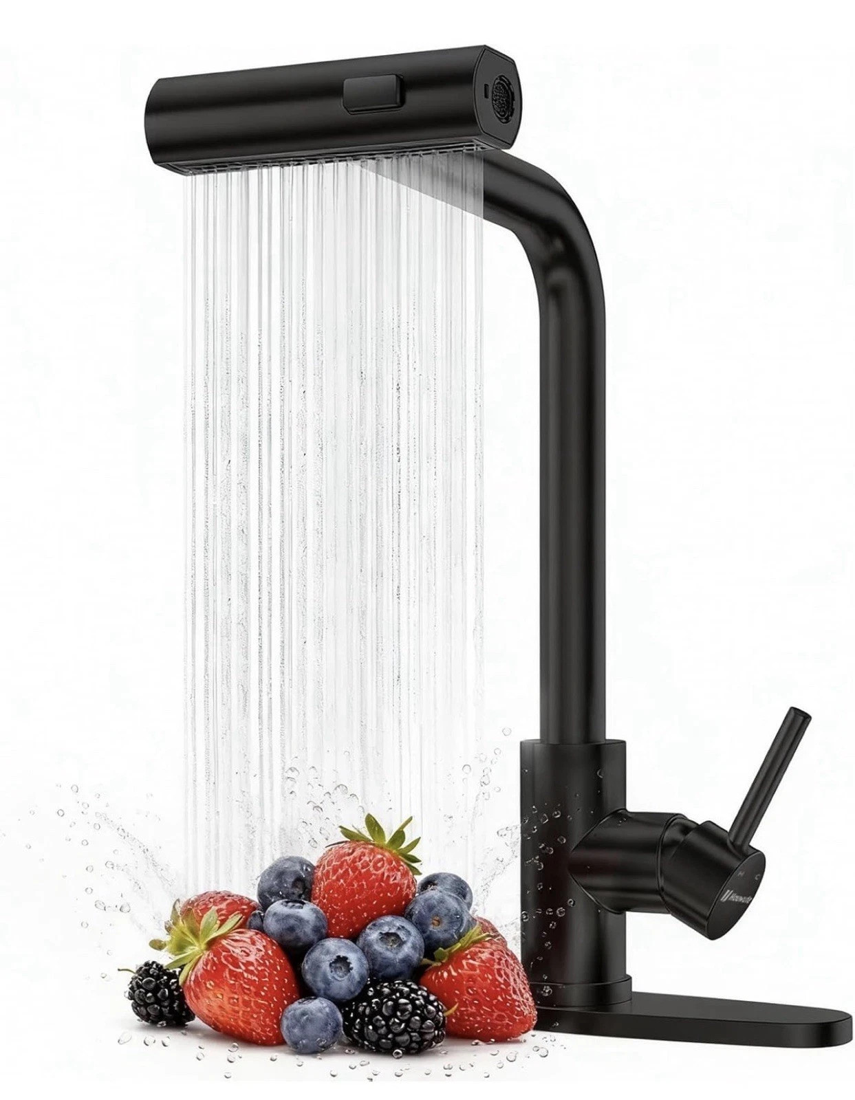 Waterfall Kitchen Faucet, Brushed Nickel Kitchen Sink Faucet Black gallery