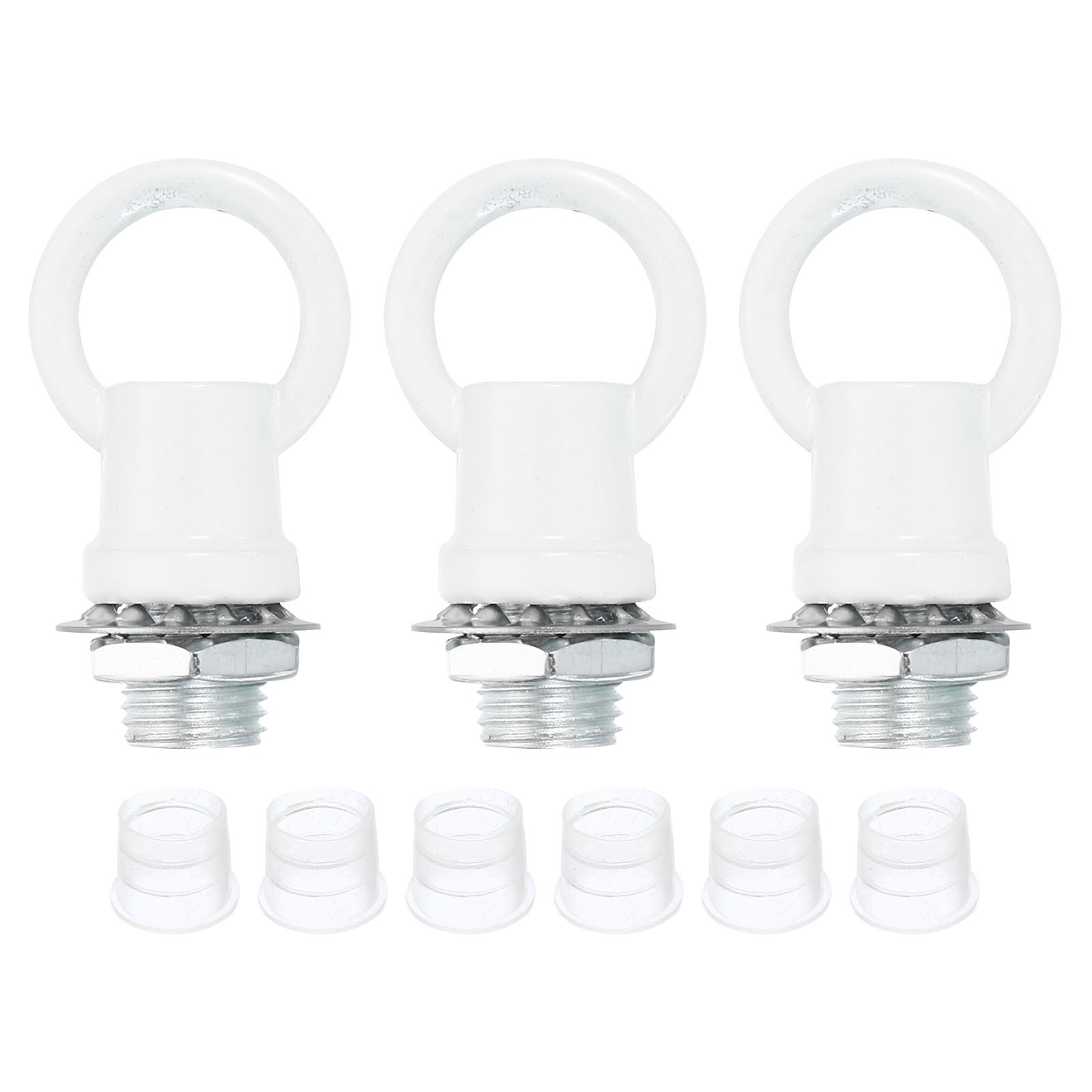 3set 8kg M10 Thread Lifting Eye Nut Female Loop Holder 14mm Hook Ring White gallery