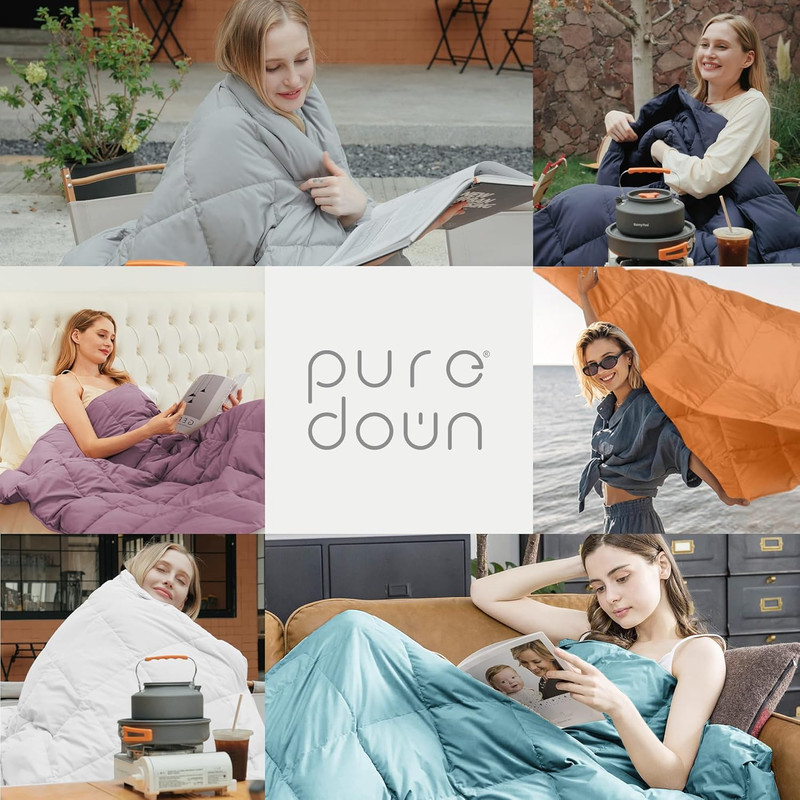 ® Soft Feather down Throw Blanket Lightweight Packable Couch Throw for Indoor an gallery