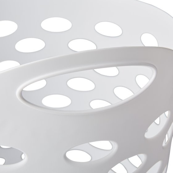 (2 pack) Mainstays Plastic Round Laundry Hamper, White, with Carrying Handles gallery