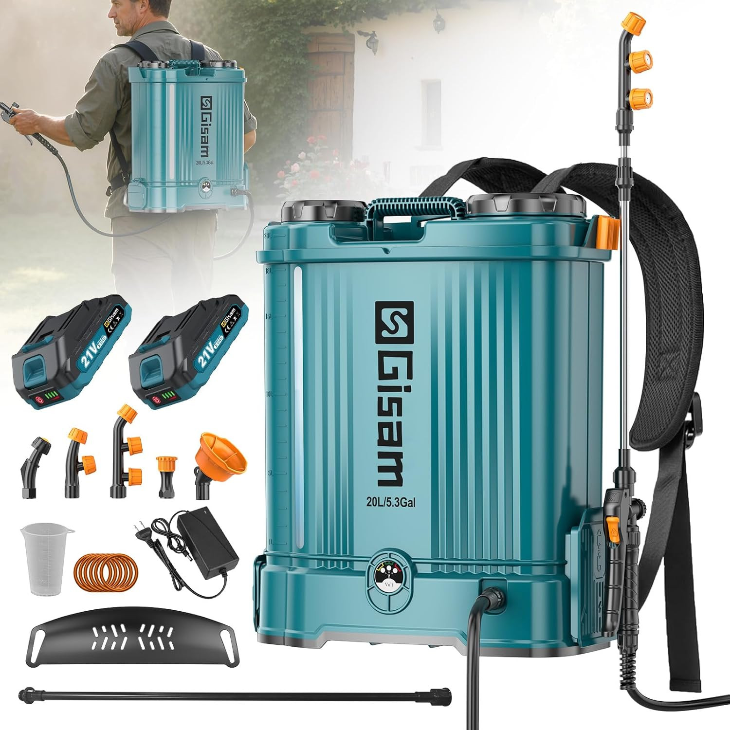 5.3Gal Battery Powered Backpack Sprayer, 120PSI Adjustable Pressure Electric Spr gallery