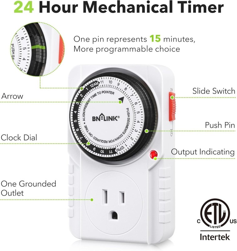 Compact 24-Hour Timer with 48 Settings - Ideal for Hydroponics & Indoor Lighting gallery