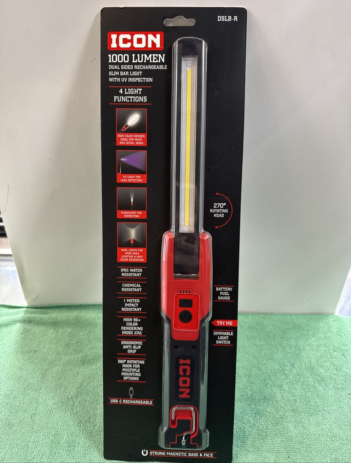 ICON 1000 Lumen Dual Sided Rechargeable Slim Bar Light w/UV Inspection DSLB-R gallery
