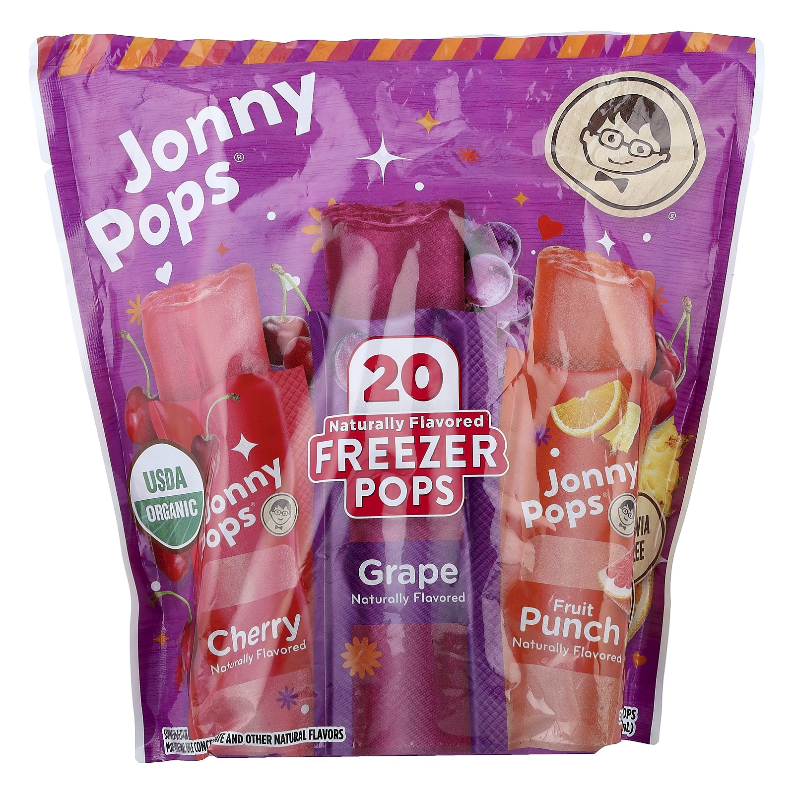 Freezer Pops, Cherry, Grape, Fruit Punch, 20 Pops, 1.4 fl oz (41 ml) Each gallery