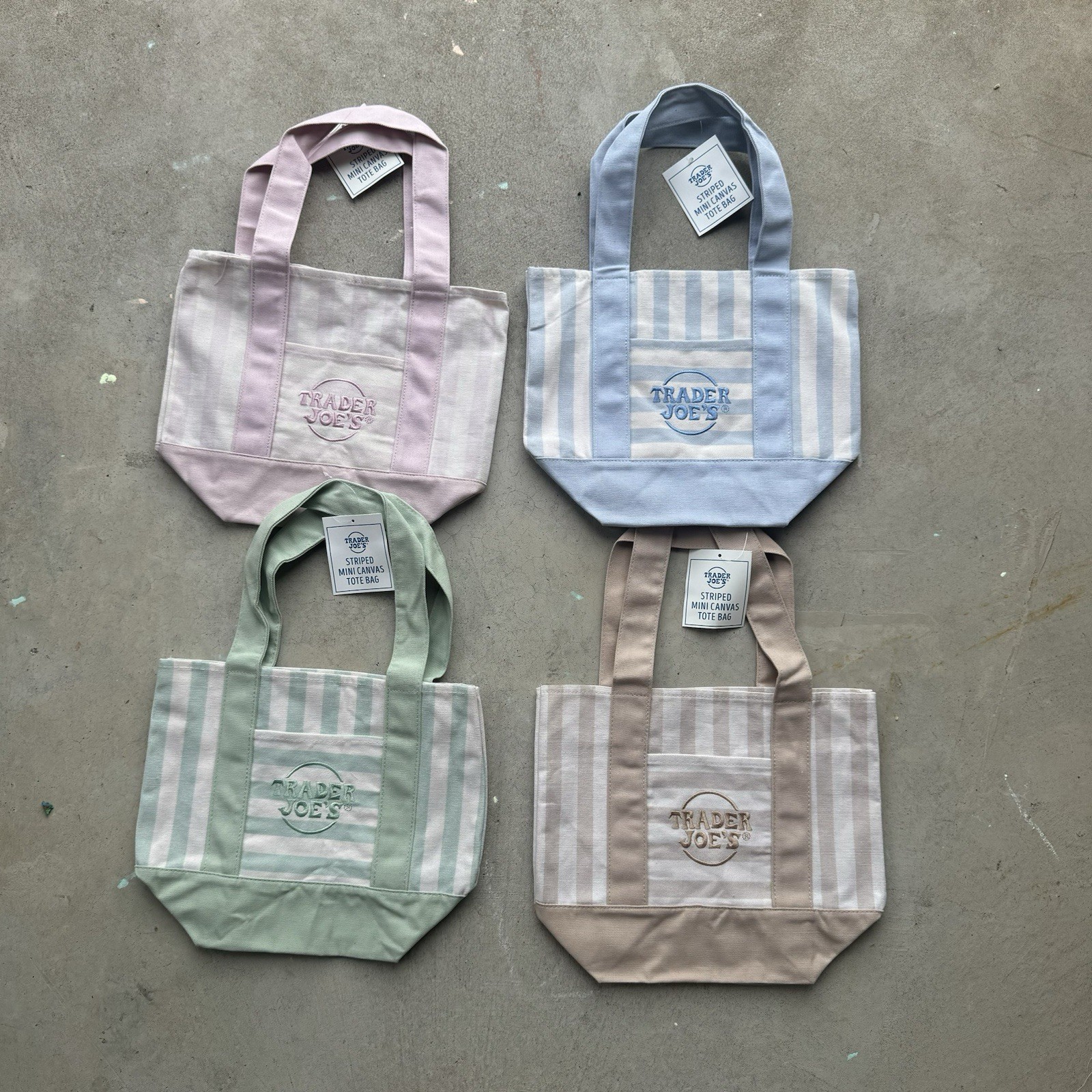 Trader Joe's Striped Canvas Mini Tote Set of 4 Summer 2026 - New gallery