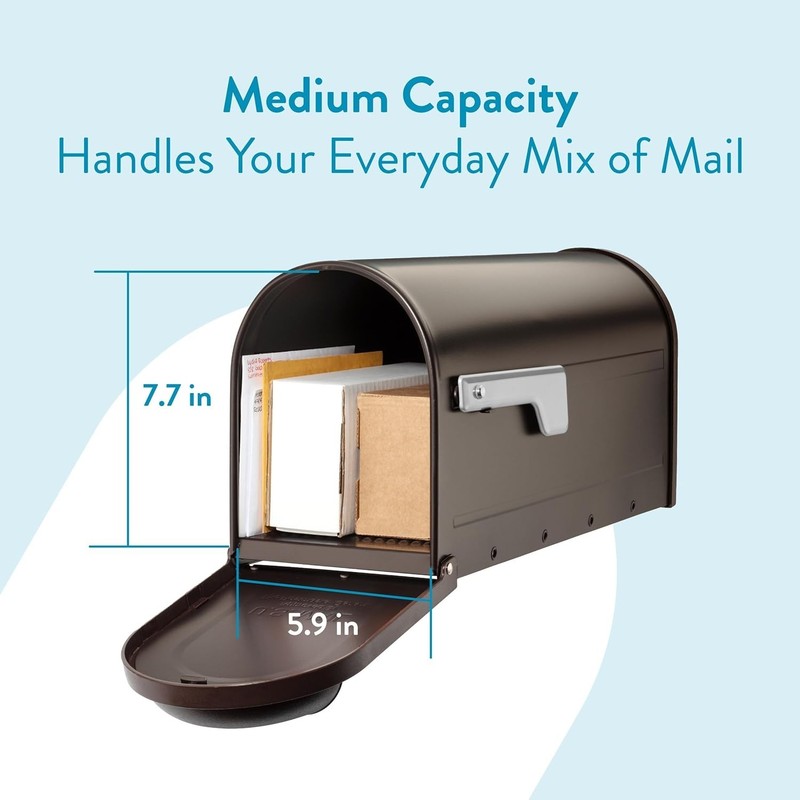 Elegant Rubbed Bronze Post Mount Mailbox - Weather-Resistant with Secure Latch gallery