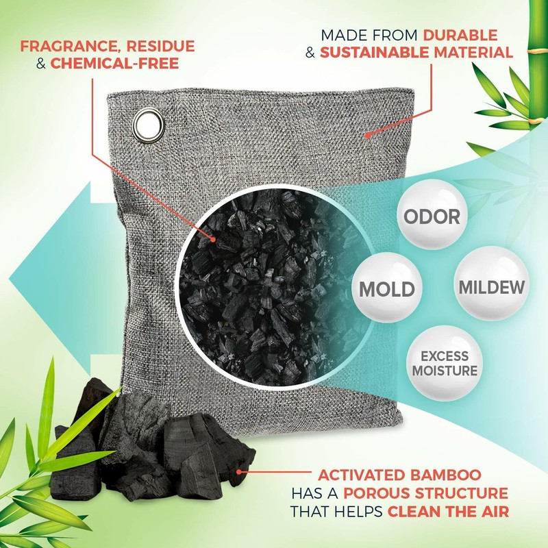 Gray Mini Bamboo Charcoal Air Purifying Bags (4-Pack), 50g gallery