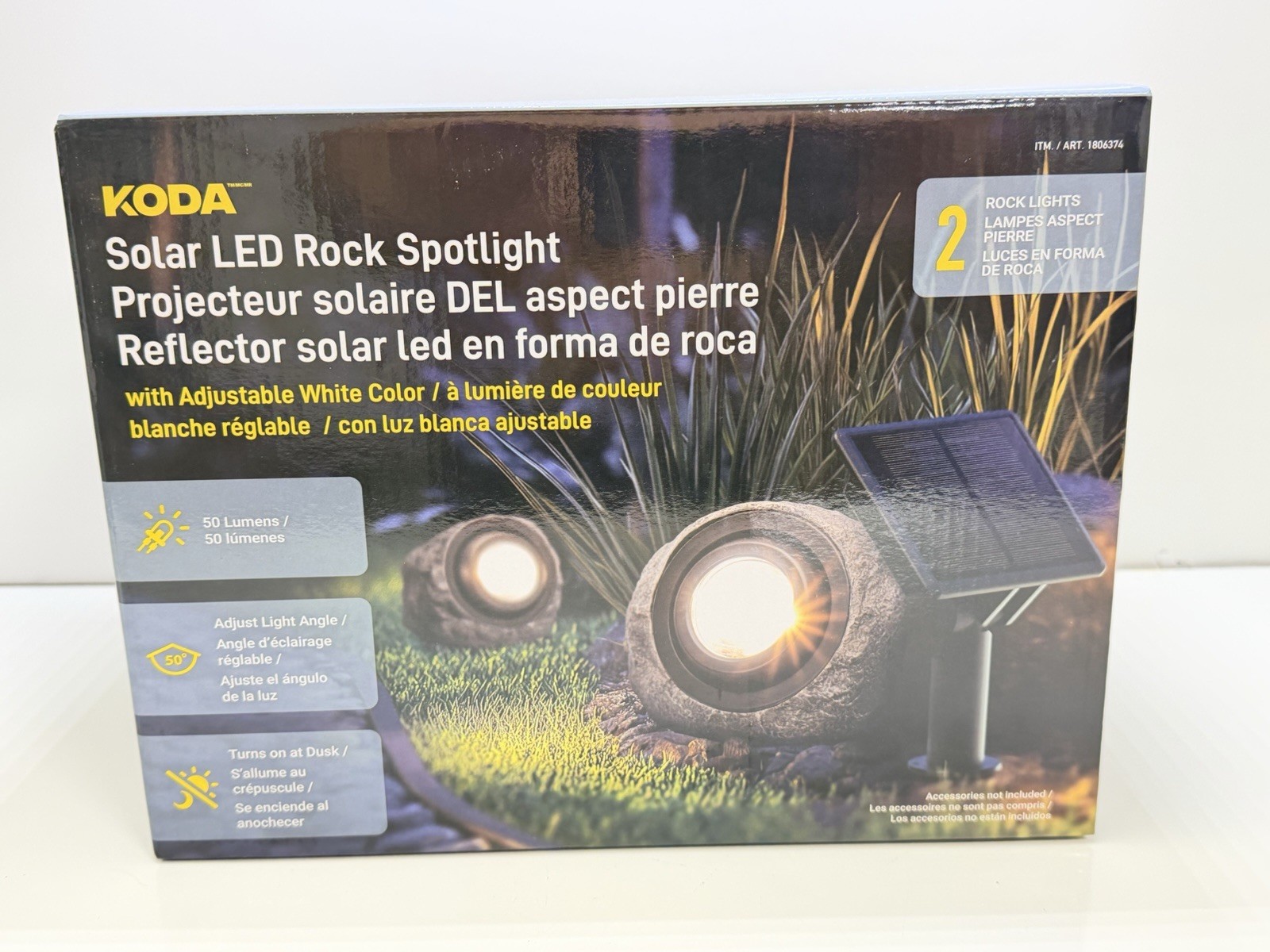 KODA Solar LED Rock Spotlight Set, 2-Pack 25LM Faux Stone Landscape Accent Light gallery