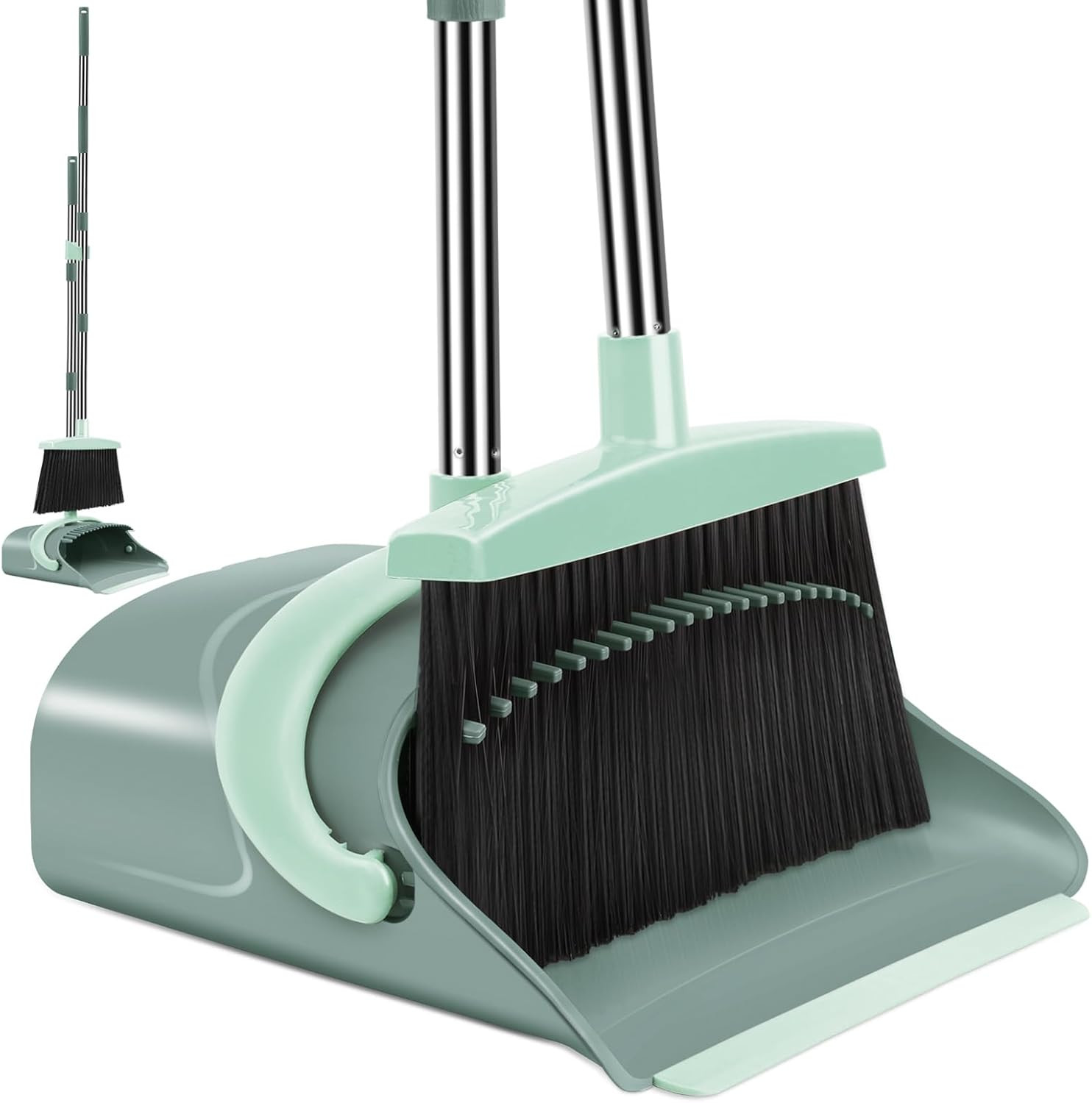 Broom and Dustpan Set for Home, Dust Pan with Long Handle, Broom with Dustpan Co gallery