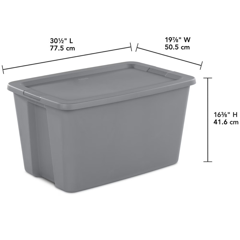 Sterilite 30 Gallon Storage Bin w/ Snap-On Lid Gray Plastic Tote 2 Pack gallery