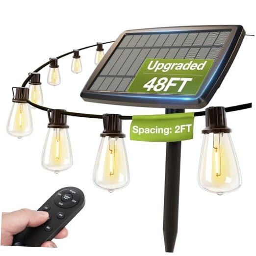54(48+6) FT Solar String Lights Waterproof,Patio Lights 48+6FT(24 Sockets ) gallery