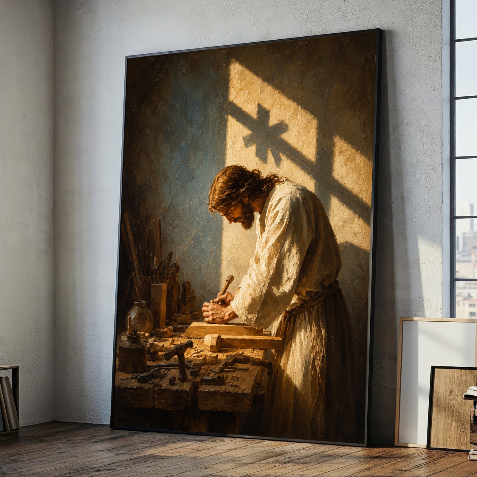 Jesus the Carpenter Canvas Print Christian Religious Wall Art Home Decor gallery