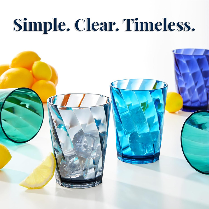 Optix Plastic Reusable Drinking Glasses (Set of 8) 14Oz Rocks Cups in Coastal Co gallery