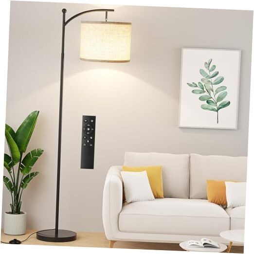 60" Floor Lamp with Remote Control and Stepless 61 inches A：beige & black gallery