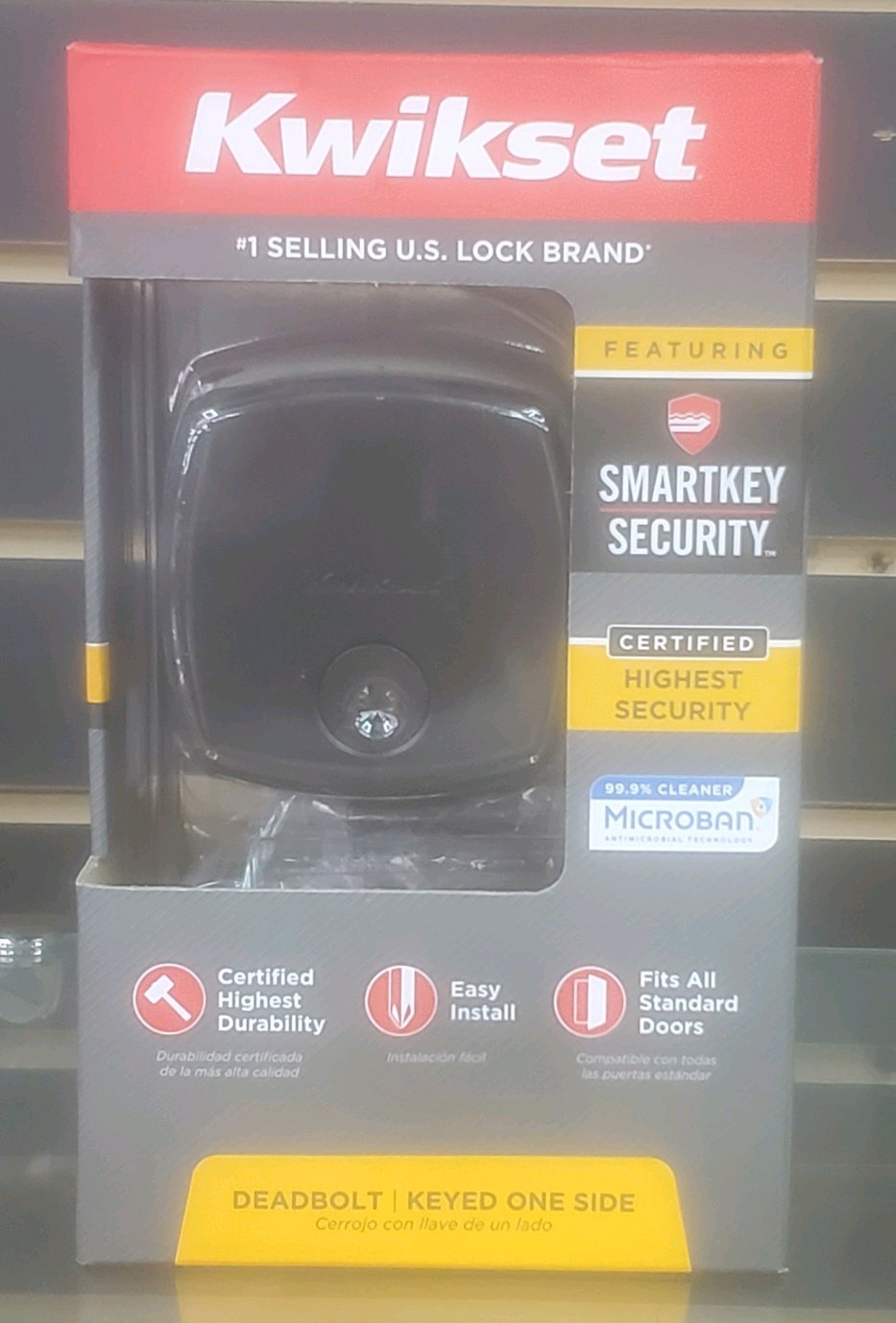 Kwikset Midtown Deadbolt SmartKey Exterior Keyed/Interior Lever Latch MatteBlack gallery