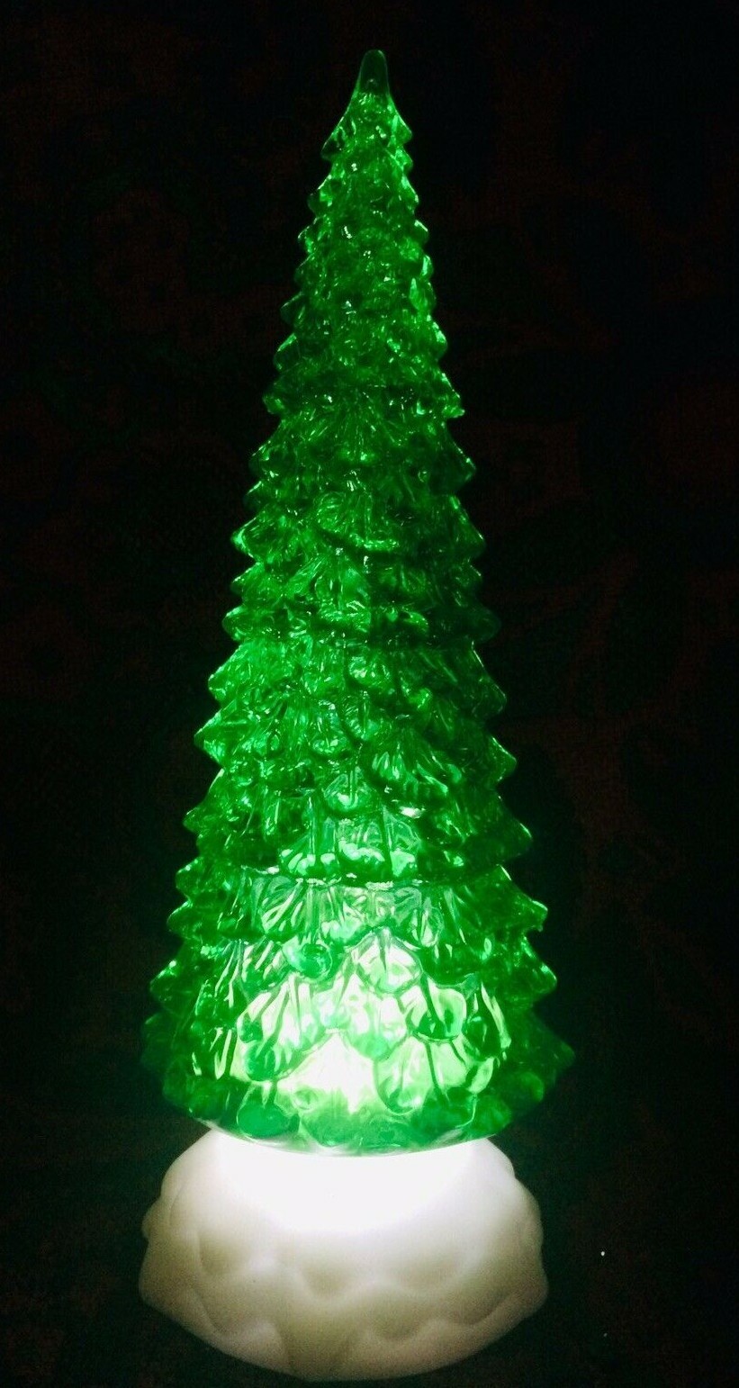 Lighted Christmas Tree LED 10 1/2" Battery Operated Green White Tabletop Decor gallery