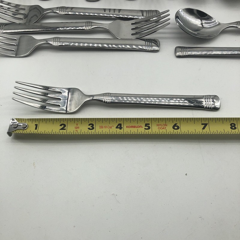 FITZ & FLOYD Everyday Bistro Flatware Band 37 pc Lot Stainless Steel gallery