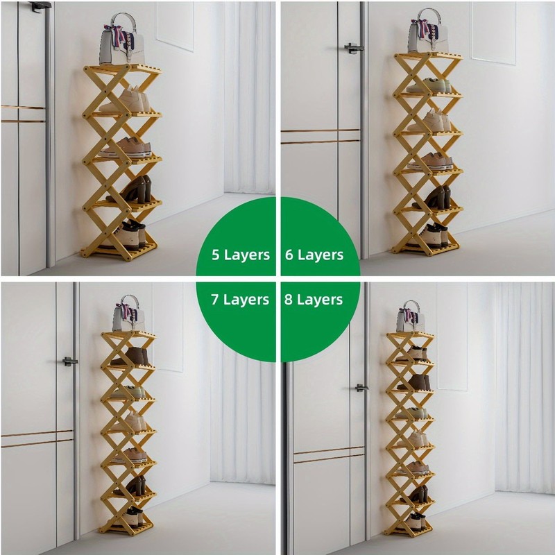 Foldable Bamboo Shoe Rack Tier Storage Shelf Entryway Organizer Wood Plant Stand gallery