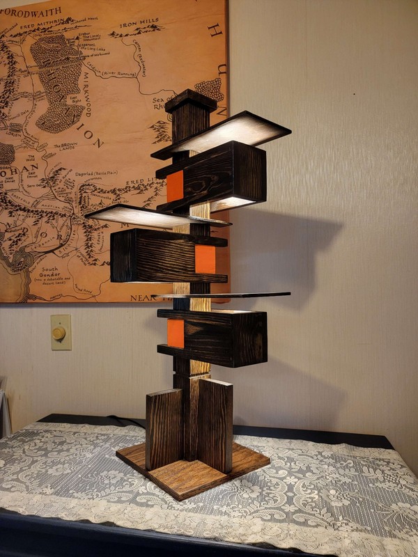 Frank Lloyd Wright Inspired Table Lamp Hand made Taliesin Style gallery