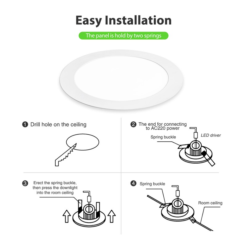 5Pack 8Inch LED Ceiling Lights Ultra-Thin Recessed Retrofits Kit 6000K Daylight gallery