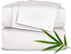 Pure Bamboo Full Size Bed Sheets – 100% Organic Viscose, Cooling & Soft, White