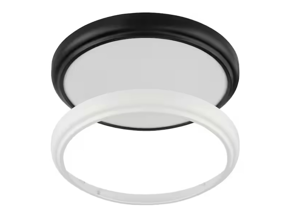 15 in. White Round LED Flush Mount with Night Light and Interchangeable Black gallery