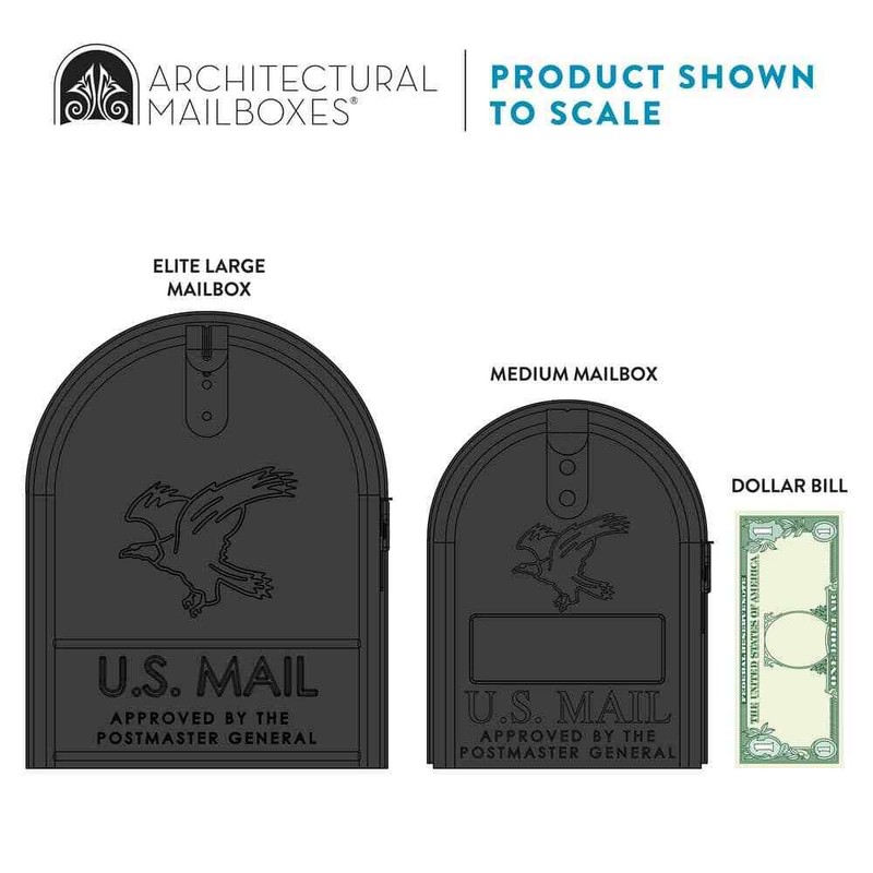Architectural Mailboxes Elite Black, Large, Steel, Post Mount Mailbox gallery