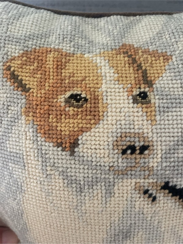 Needlepoint Pillow, Jack Russel Parsons Terrier, 11" gallery
