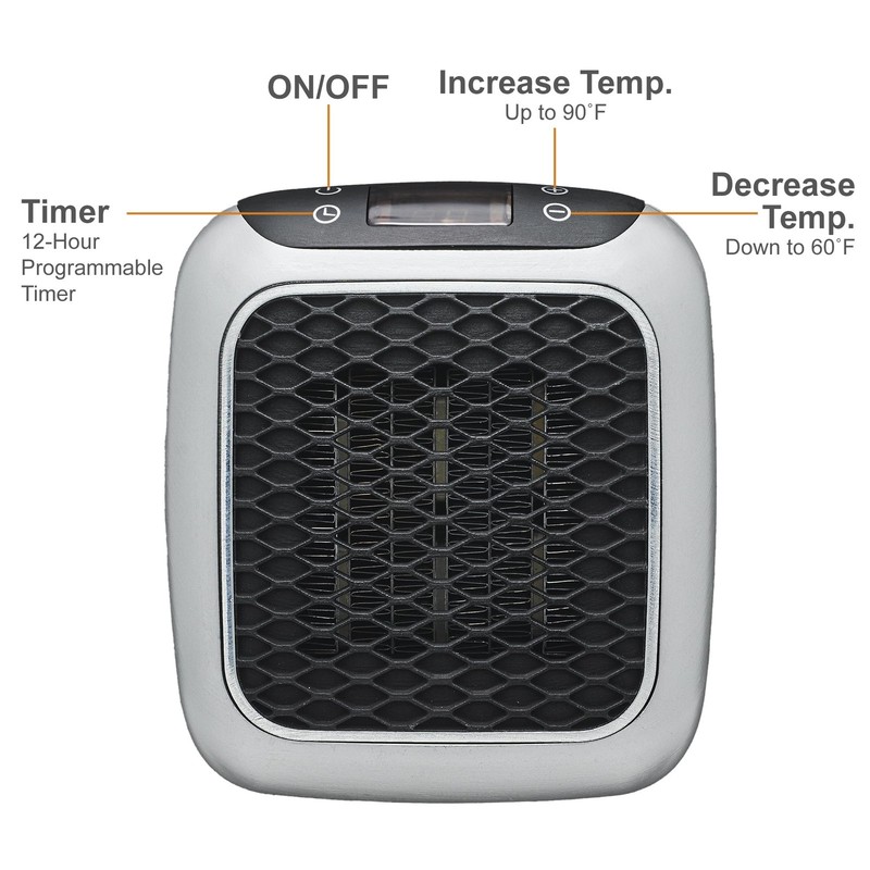 800W Space Heater Digital Electric Heater Wall Outlet Plug Small Fan Home Warmer gallery