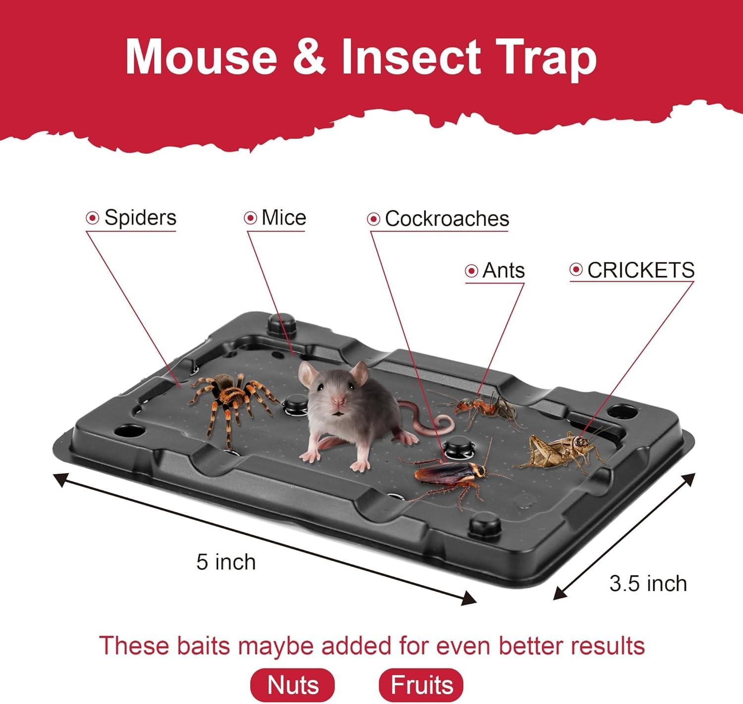 Mouse & Insect Traps 12 Pack, Heavier Sticky Traps with Non-Toxic Glue for Mice gallery