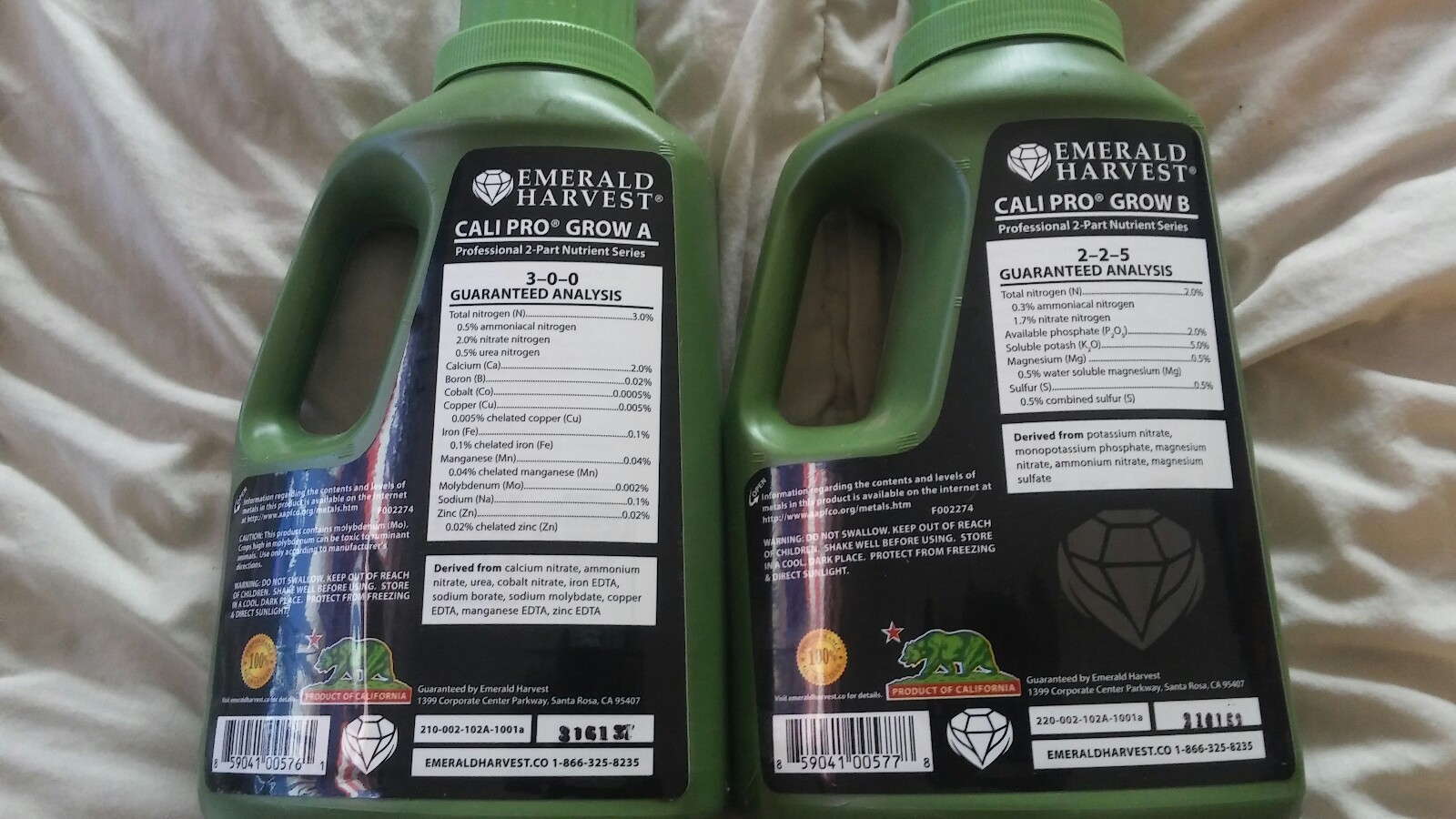 Emerald Harvest Cali Pro Grow A & B (2 Quart Size) kit nutrients base gallery