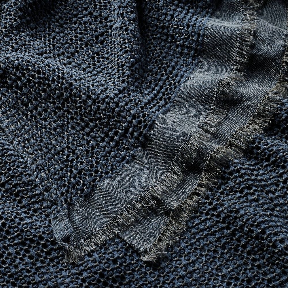 Full/Queen Textured Waffle Coverlet Dark Mineral Blue - Casaluna gallery