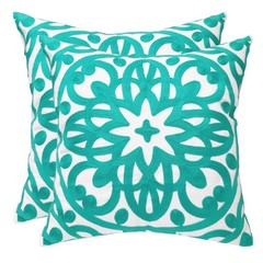 Embroidered Spring Decorative Throw Pillow Cover 18″x 18″ Set of 2, Boho Mand…