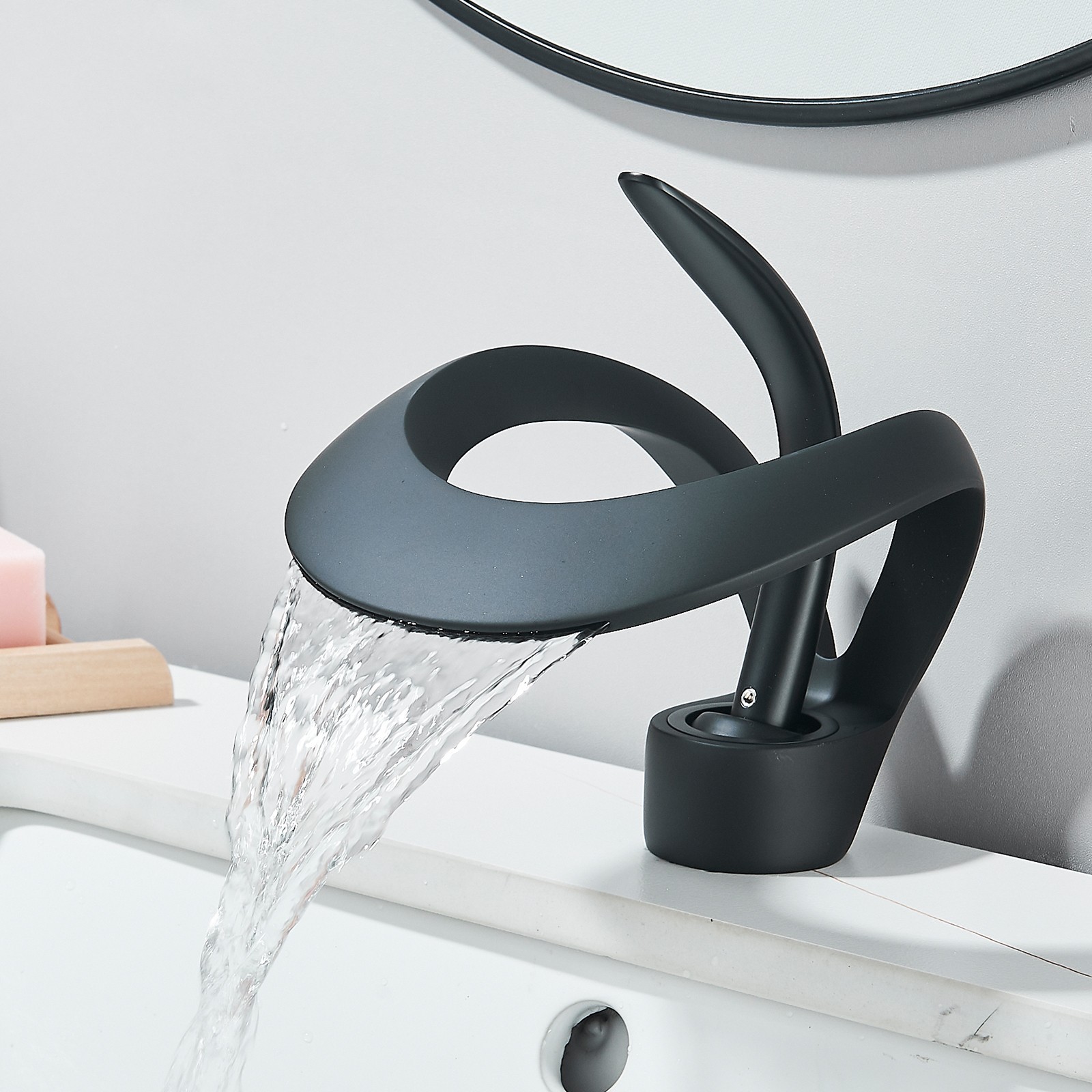 Bathroom Sink Faucet Single Handle Waterfall Basin Vanity Faucet Mixer Tap 1Hole gallery