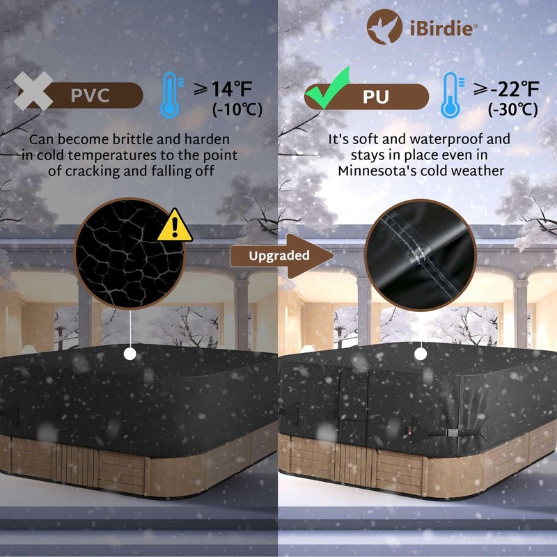 iBirdie Outdoor Waterproof Rectangular Hot Tub 89" x 79" (7'5" x 6'7"), Black gallery