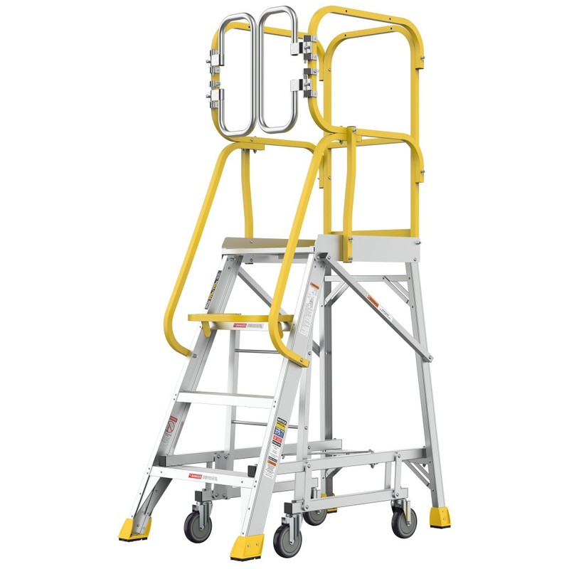 4 Step 375lbs Aluminum Rolling Platform Ladder gallery