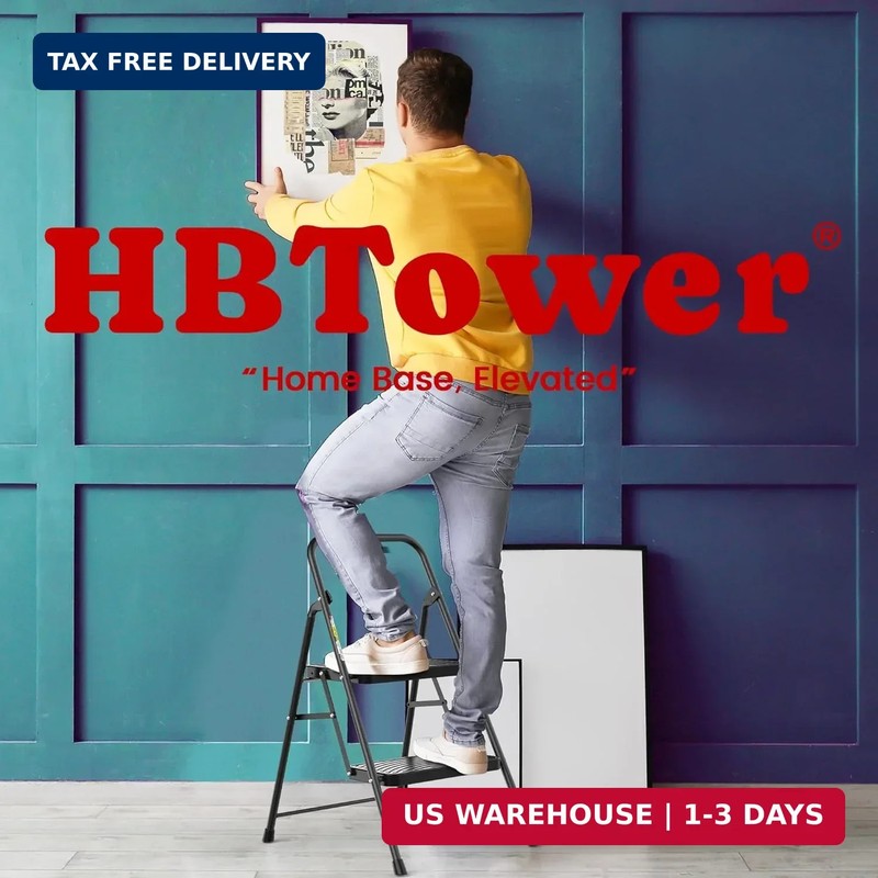 HBtower 2 Step Ladder, Step Stool with Wide Anti-Slip Pedal, Folding Step Stool gallery